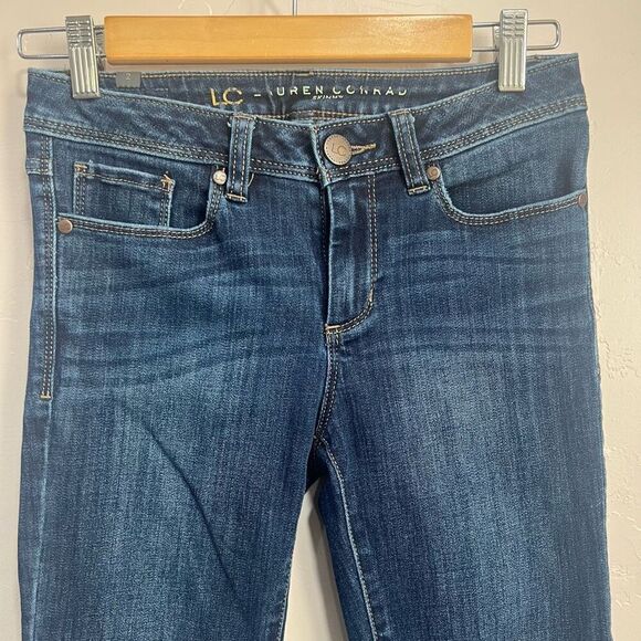 LC Lauren Conrad Jeans Women's Size 2 Blue Denim Skinny Pants Low Rise Pockets - Picture 2 of 6
